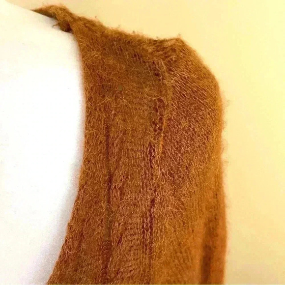 Free People Waterfall Boho Sweater Honey Alpaca Blend V-Neck Sweater Size S - Picture 4 of 16